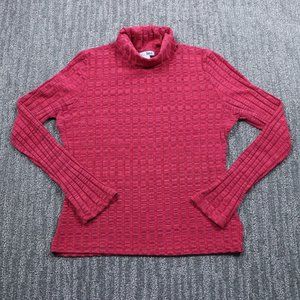 l.e.i. Womens Red Long Sleeve Turtleneck Large Classic Academia Preppy